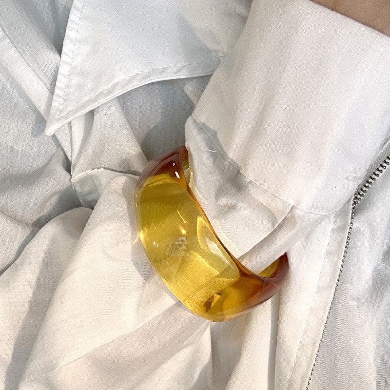 Armreif aus Harz, offen, transparent, geometrisch, braun, für Damen