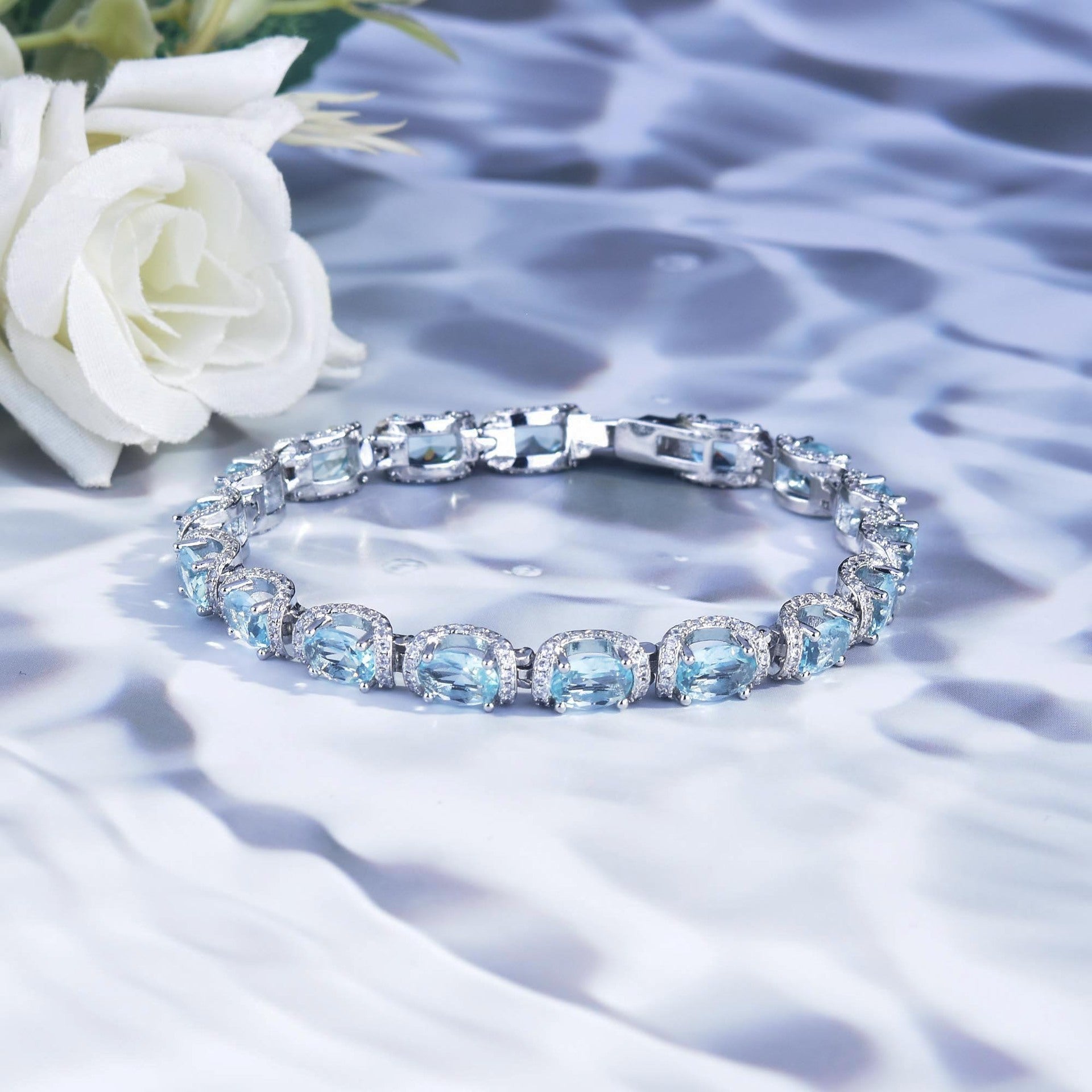 Galaxie Prinzessin Spitze Spitze Aquamarin Armband Farbe Schatz Ring