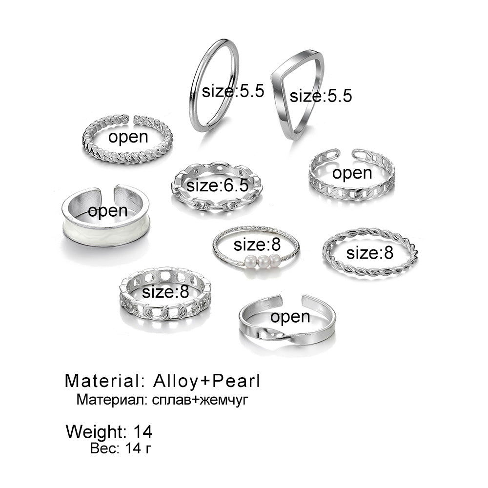 Europäischer und amerikanischer Schmetterlingsperlenring, 10-teiliger Metall-Tropfperlenring, Großhandel