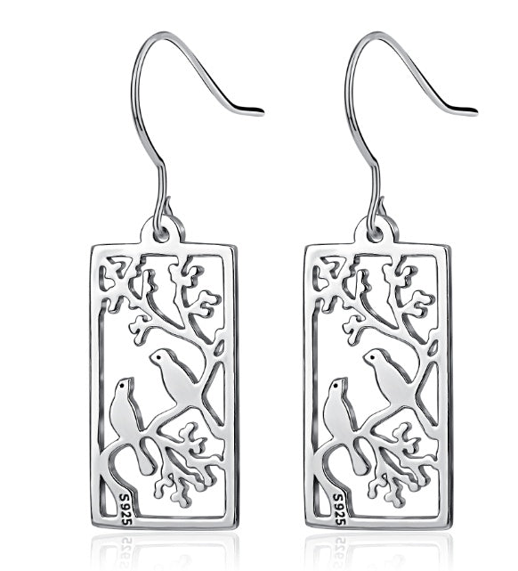 Pendientes de plata 925 con pájaros calados