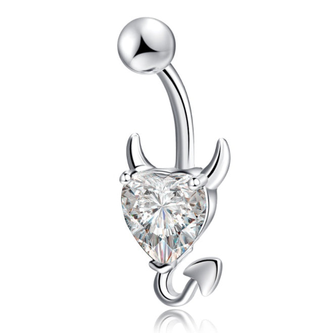 Anillo de vientre de cristal de circón de corazón para el ombligo, perforación de ombligo de acero inoxidable 316L, joyería corporal, piercing para ombligo