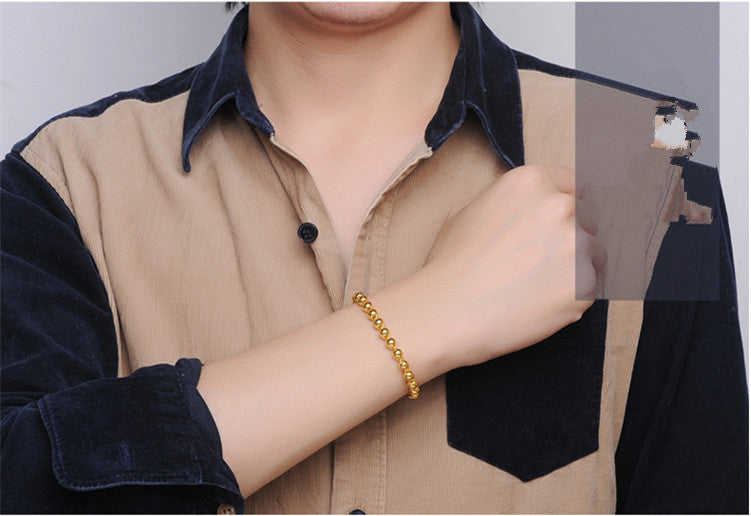Herren-Armband aus runden Perlen mit 24k Goldimitation