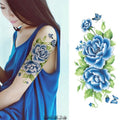 Pegatina de tatuaje de flores, boceto a color, pegatina de tatuaje de flores, peonías, rosas, ciruelos, pegatina de tatuaje