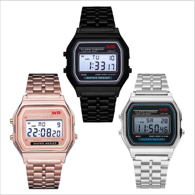 WR F91W Stahlband Elektronische Uhr