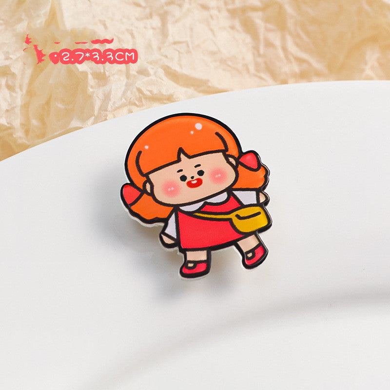 Cartoon Acryl Brosche Süße Dekorative Accessoires