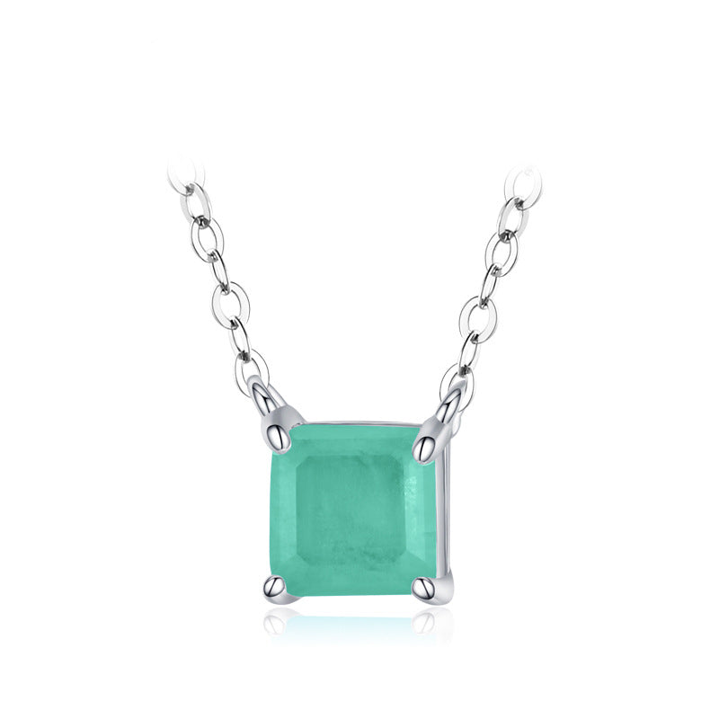 Temperament S925 Sterling Silber Imitation Paraiba Turmalin Halskette