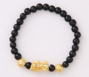 Obsidian 18K Gold Armband sechs mutige Wörter an der Hand und kleine Perlen Transport Geschenke Großhandel