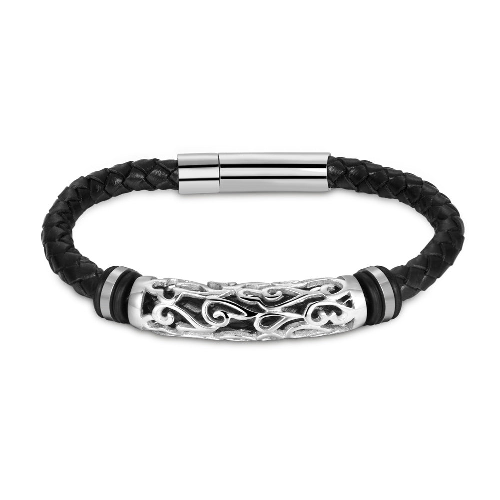 Punk-Armband aus Edelstahl und Leder