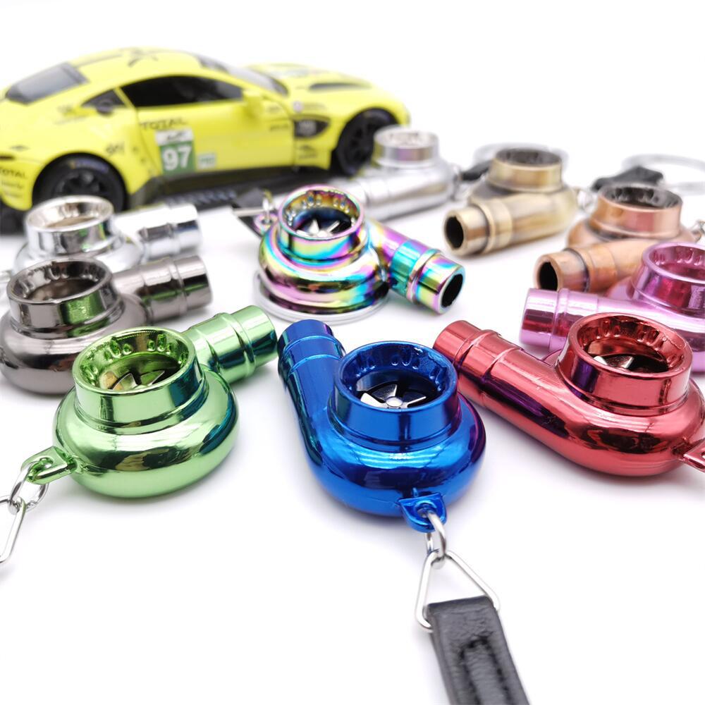 Llaveros de metal de aleación con simulación de silbato de turbo de coche