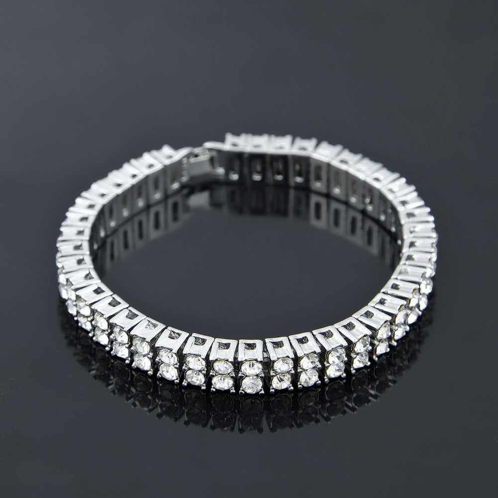 Europa und Amerika Hip Hop Hot 2 Reihen Armband Herren Strass Armband Bling Bling grenzüberschreitende Lieferung NB02