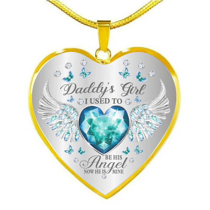 Collar de epoxy con colgante de corazón y alas de ángel con piedra de nacimiento de 12 colores