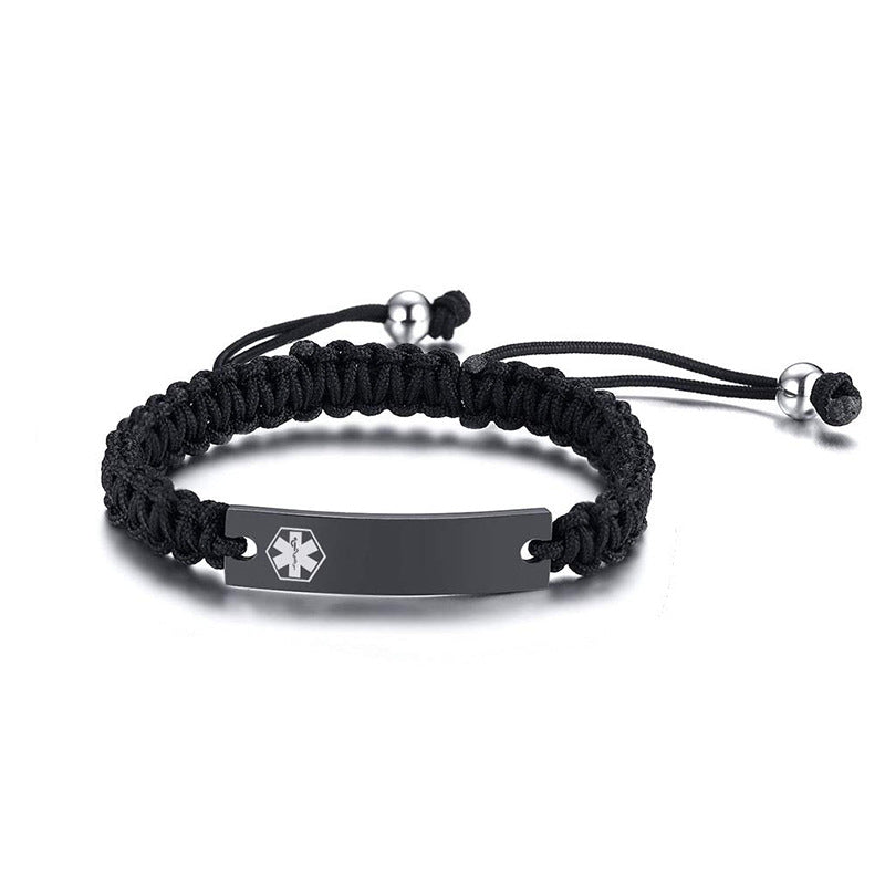 Schwarz plattiertes geflochtenes Schriftzug-Edelstahl-Armband