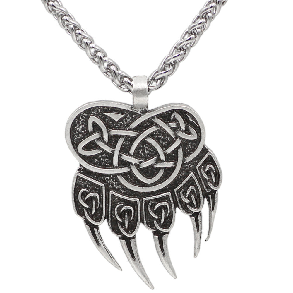 Asgard Crafted Handgefertigter Edelstahl Bärenpfoten-Anhänger mit Kette