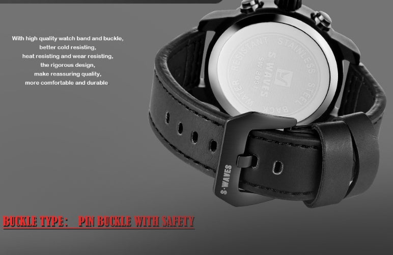 Trendige lässige Doppel-Herrenuhr, wasserdicht, hochwertiges Armband, elektronische Quarzuhr