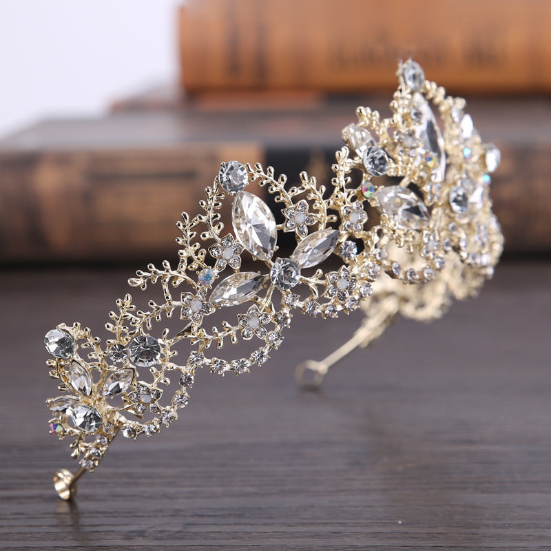 Neue Mode Barock Luxus Kristall AB Brautkrone Tiara Hellgoldene Tiara Diademe für Frauen Braut Haar Hochzeit Accessoires