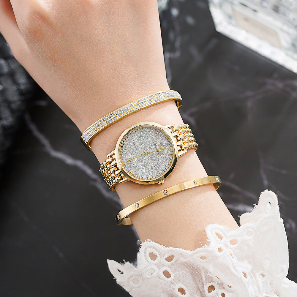 Conjunto de Reloj de Lujo para Mujer, Reloj Dorado
