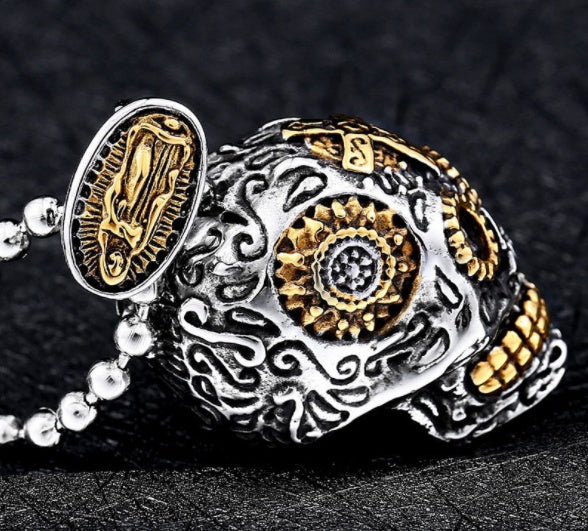 BEIER Genial Collar Colgante Gótico para Hombre, Acero Inoxidable de Alta Calidad con Detalles de Calavera, Joyería de Motorista para Hombre BP8-256