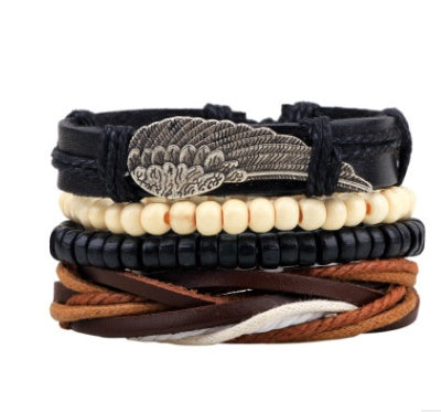 Pulseras y brazaletes de cuero con cuentas de moda