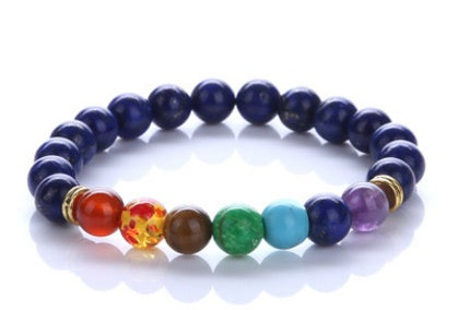 Farbenfrohes blaues Türkisarmband Chakra Chakra Energie Yoga Perlen Armbänder