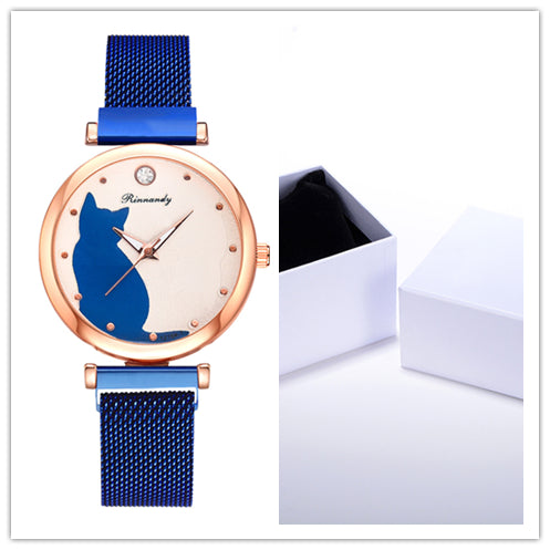 Conjunto de pulsera de reloj de gato para mujer