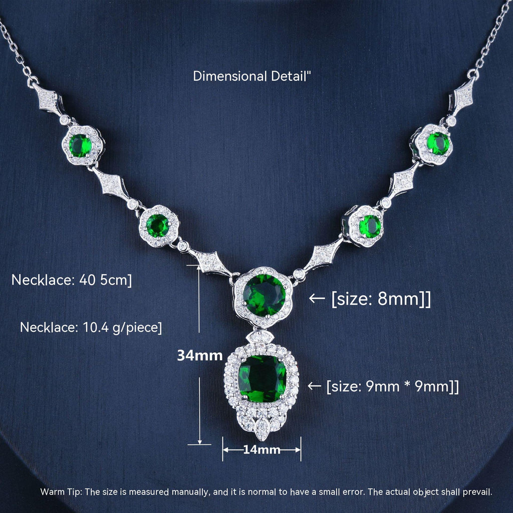 Edles Diamant Grüner Edelstein Abendkleid Kette Anhänger Halskette Set