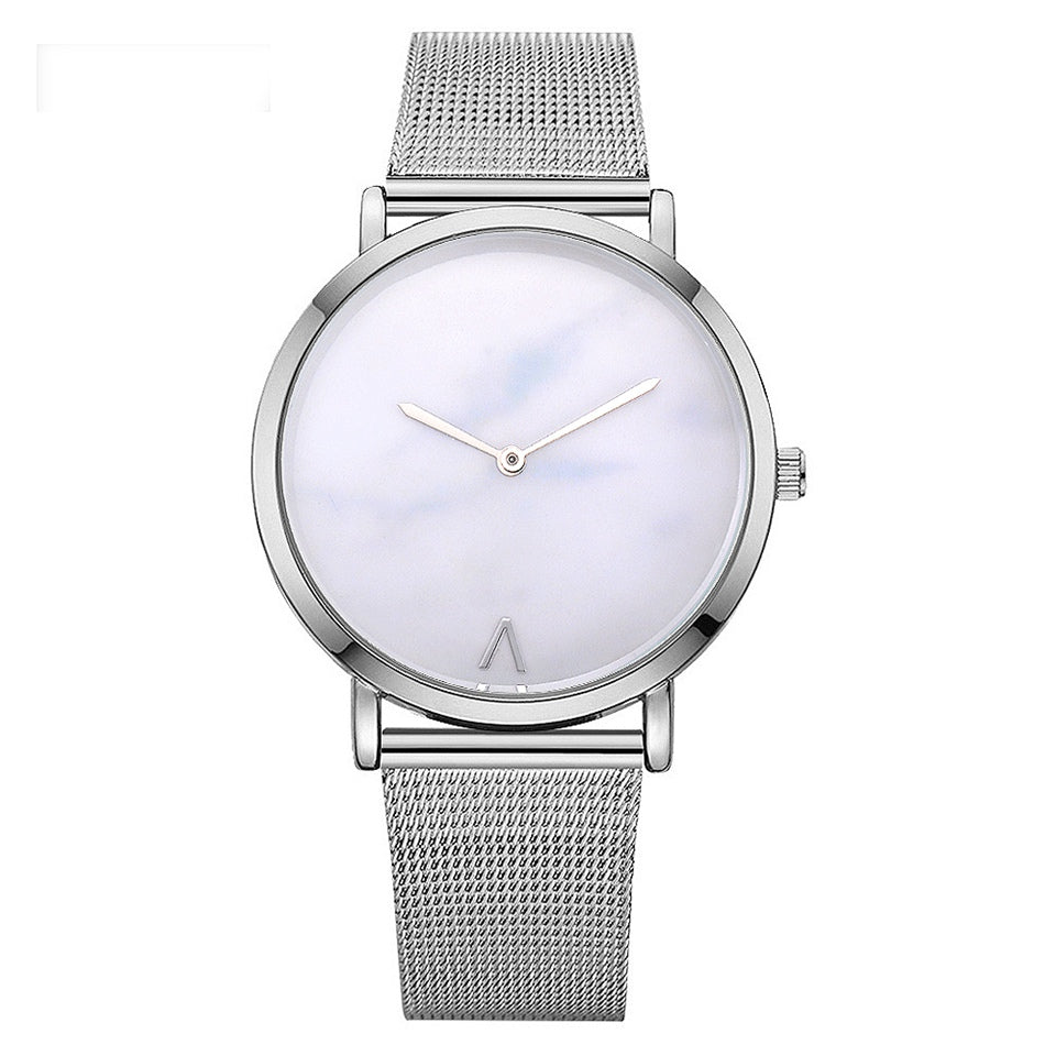 Vansvar Fashion-Marke Silber- und Gold-Meshband kreative Marmor-Armbanduhr lässige Damen Quarzuhren Geschenk Relogio Feminino