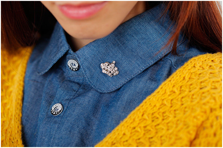 Trendy Jewelry GoldSilver Color Crown Shape Unisex's Pin Brooch For Gift Christmas
