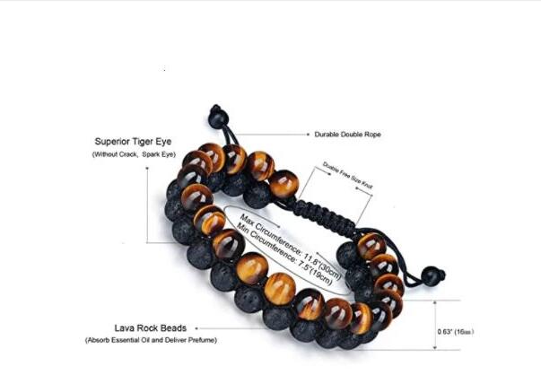 Tigerauge- & Lavastein-Armband
