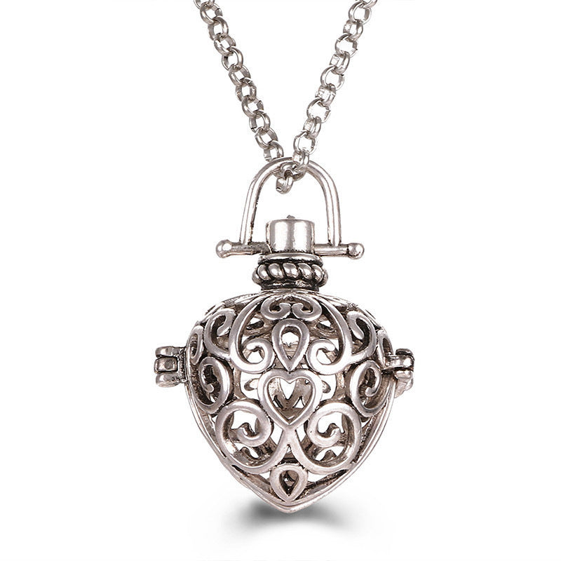 Collar hueco de aromaterapia con jaula de circonita, difusor de aceites esenciales, caja de perfume, accesorios antiguos para ropa tradicional Han
