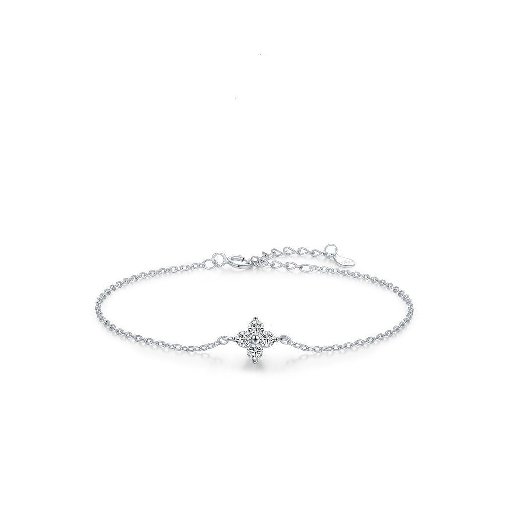 S925 Silber Kleeblatt Armband Volldiamant Armband