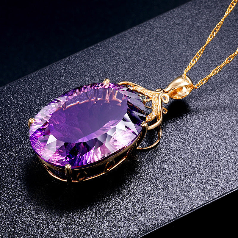 Colgante de Amatista Cadena de Suéter de Amatista