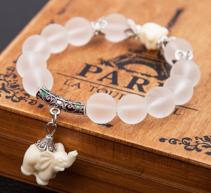 Armband mit Kristall-Elefanten-Anhänger, Perlen, kulturelles Armband, Schmuck