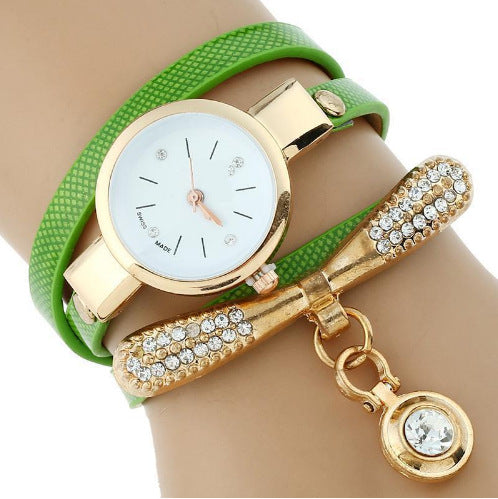 Reloj de pulsera informal de cuarzo de cuero sintético con diamantes de imitación de oro para mujer de la marca de lujo Gnova Platinum Fashion