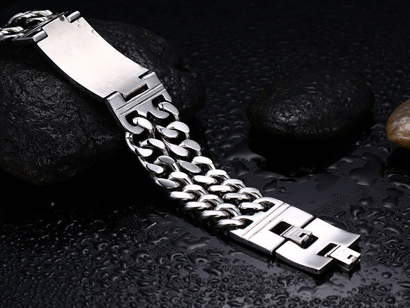 Vnox Pulseras de Motociclista para Hombre Joyería de Acero Inoxidable 316L Calavera Doble Cadena Dije Regalo