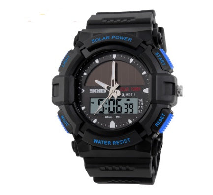 Uhr Schönheit Persönlichkeit Solaruhr Mode Elektronische Dual-Display Wasserdichte Outdoor-Sport-Herrenuhr Studenten-Uhr