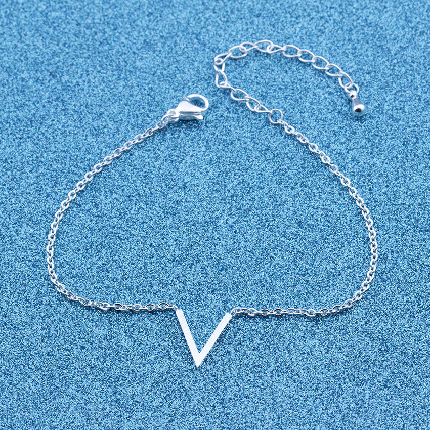 Pulseras en V para mujer de cadena de acero inoxidable