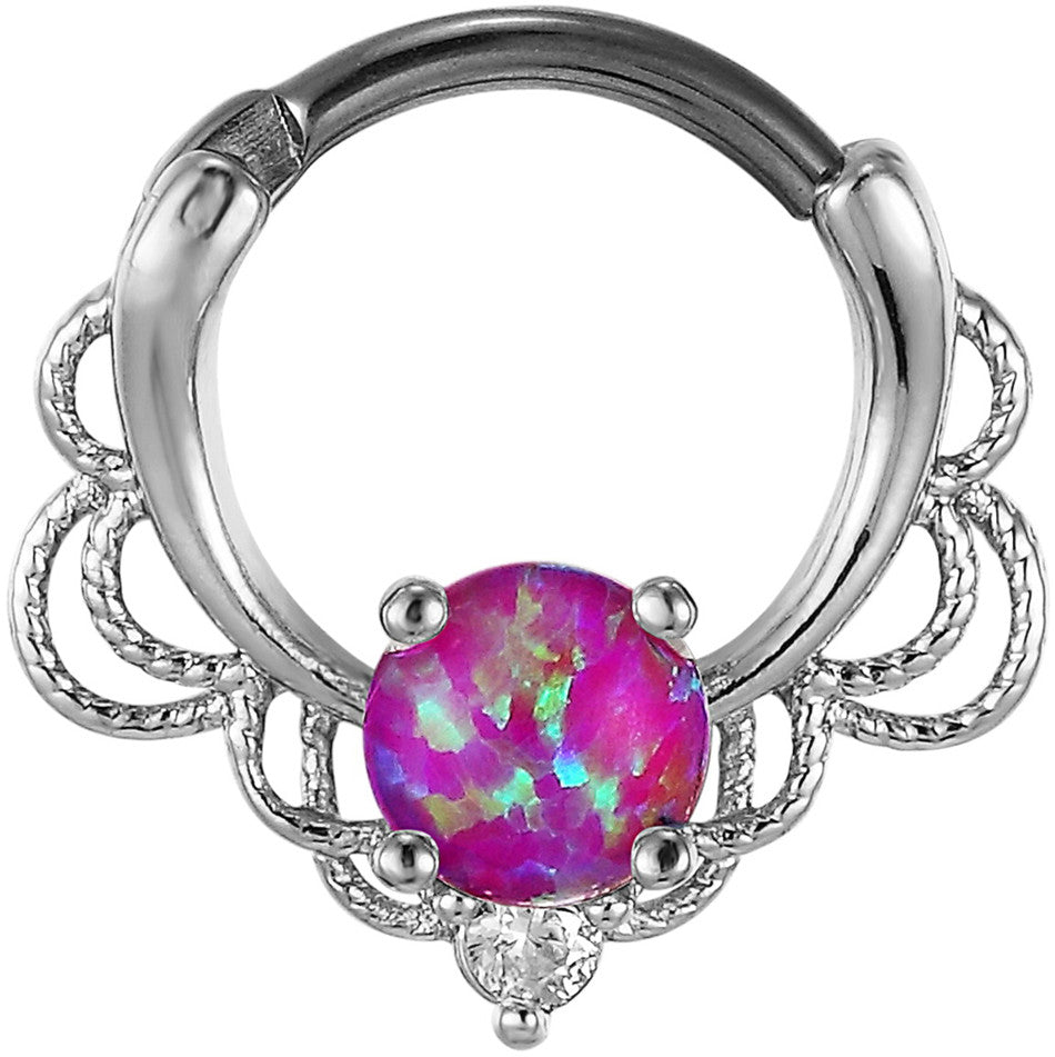 Anillo de nariz de ópalo de acero inoxidable