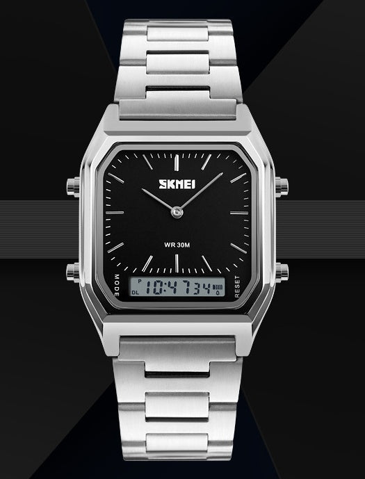 Retro Klassische Business Elektronische Armbanduhr mit Stahlarmband