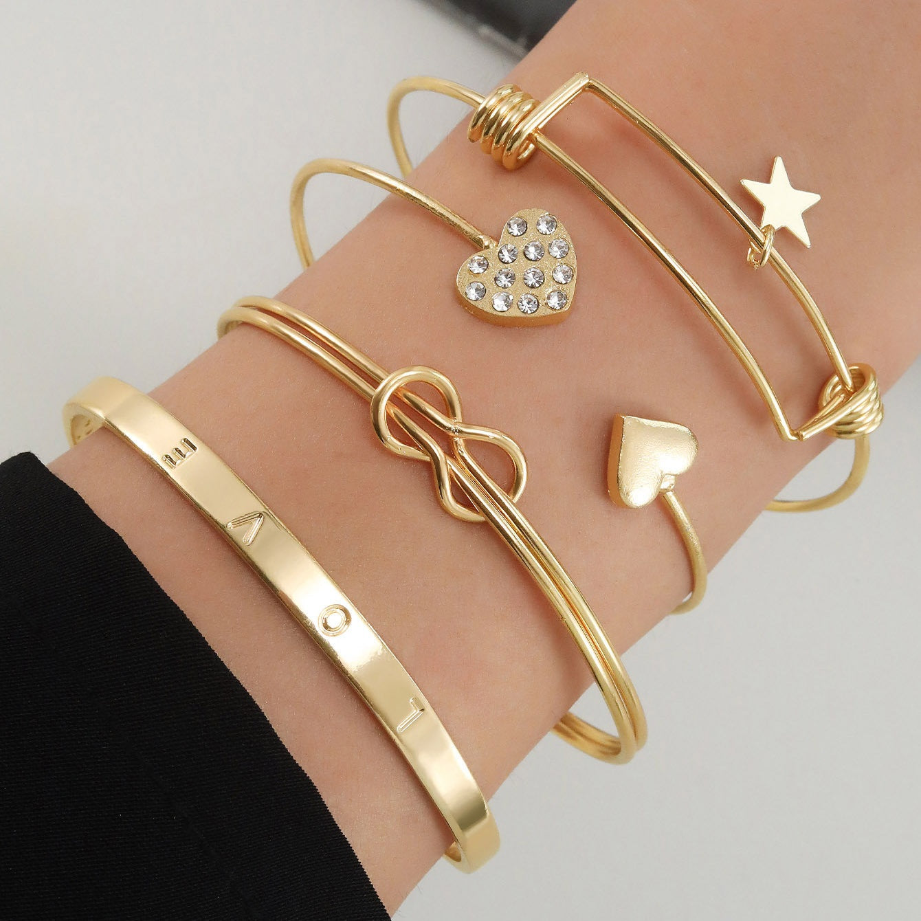 5-7pcs Bracelet Set Creative Simple Temperament Lady Twisted Hip Hop Style Bracelet