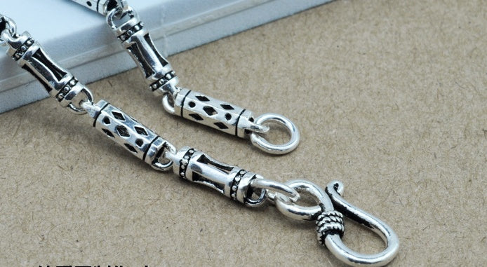 La cadena de plata 925 para hombre, gruesa, larga, para clavícula, cadena de plata que combina con todo, estilo retro, cadena de plata sencilla para suéter.