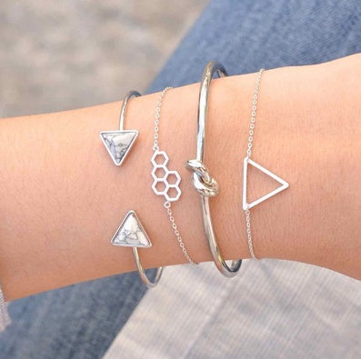 Conjunto de Pulseras de Oro Plata Cristal Hoja Luna Flecha Gato de Moda para Mujer Pulsera Ajustable Geométrica Brazaletes Pulseiras