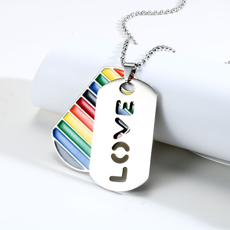 LGBT Pride Liebe Regenbogen zweilagige Anhänger Halskette