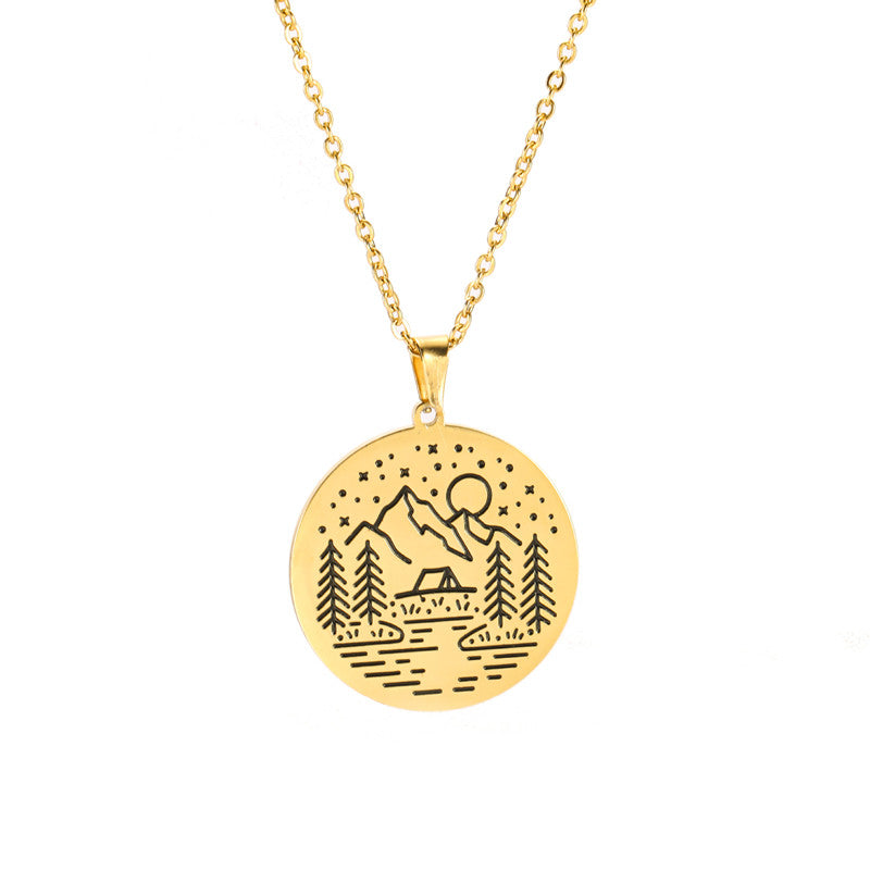 Collar inspirador de pico de montaña, personalidad, montaña nevada, sencillo