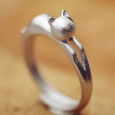 Niedliches Katzen-Schmuckset - Ring - Ohrringe - Halskette