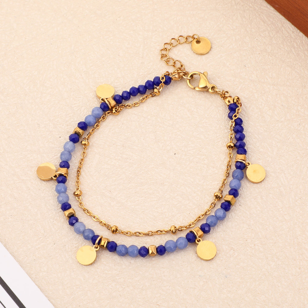 Französisches, handgefertigtes, exquisites kleines Armband mit runden Scheiben