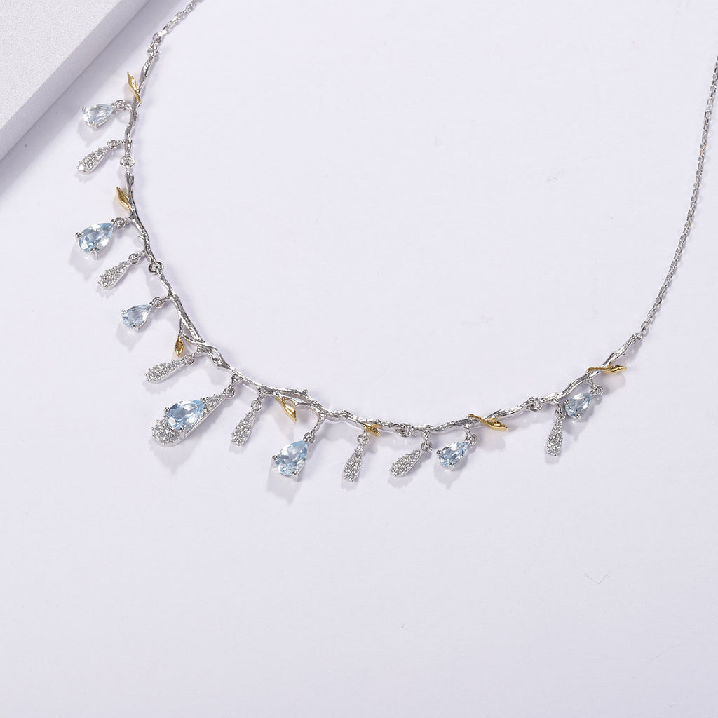 S925 Silber Natur Topas Halskette