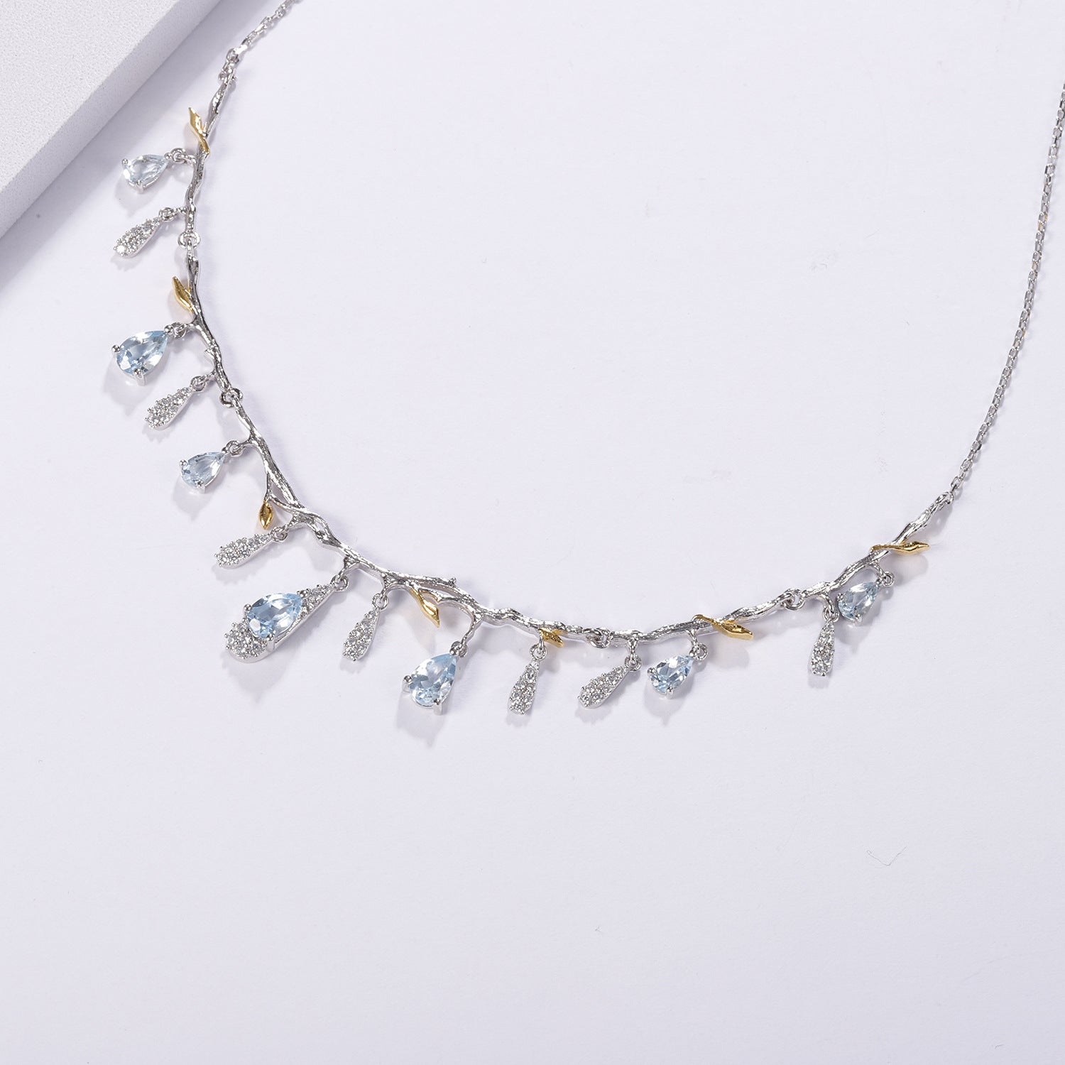 S925 Silber Natur Topas Halskette
