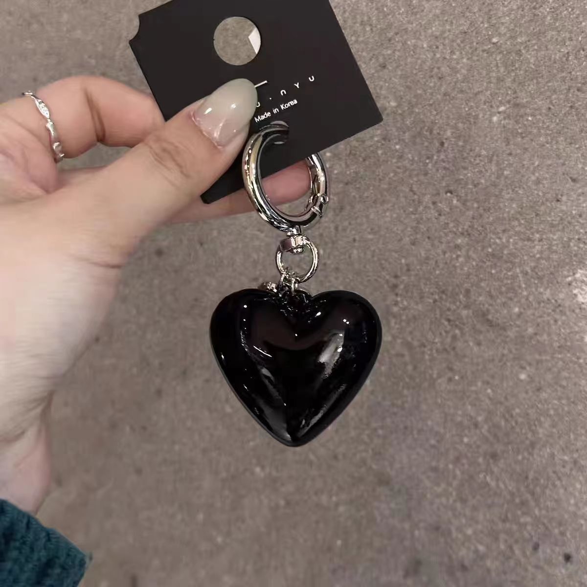 Llavero de corazón de partícula grande, colgante de paquete