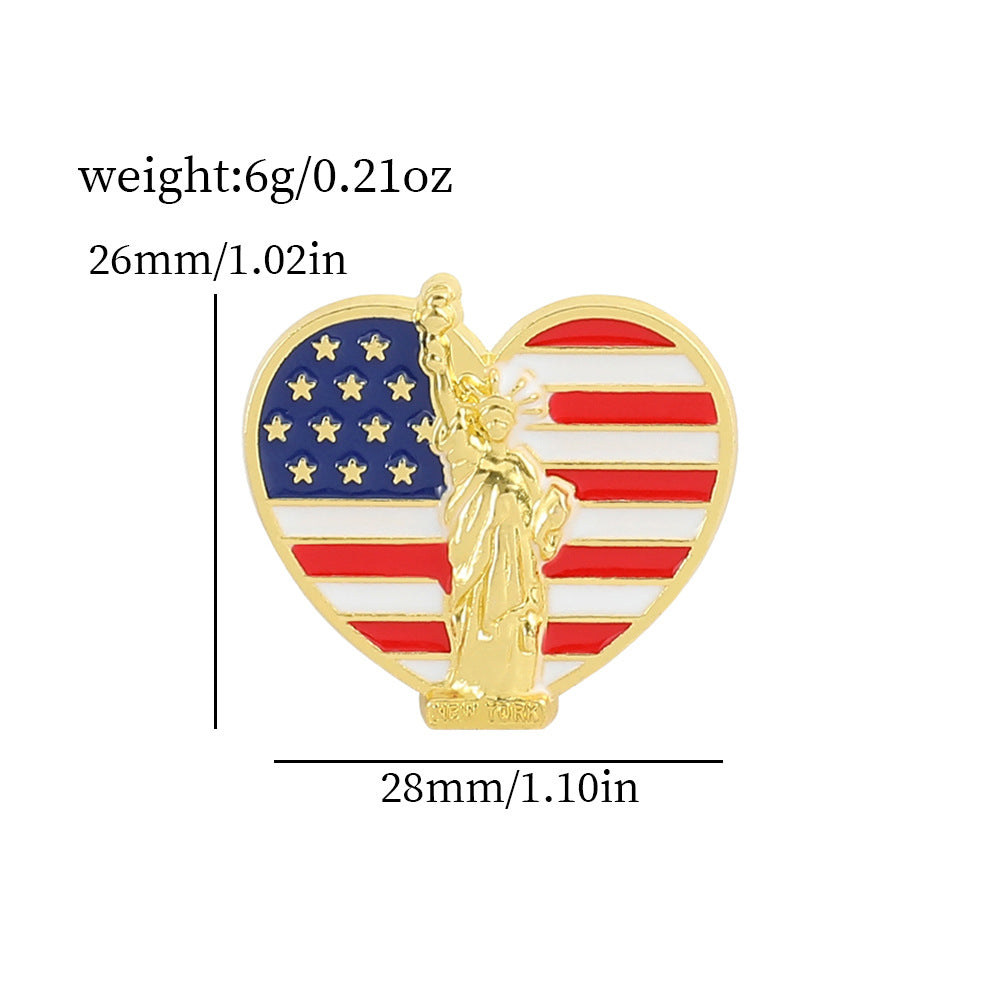 Serie Bandera Estadounidense, Insignia de Oro con la Letra M, Broche de Aleación para el Día de la Independencia
