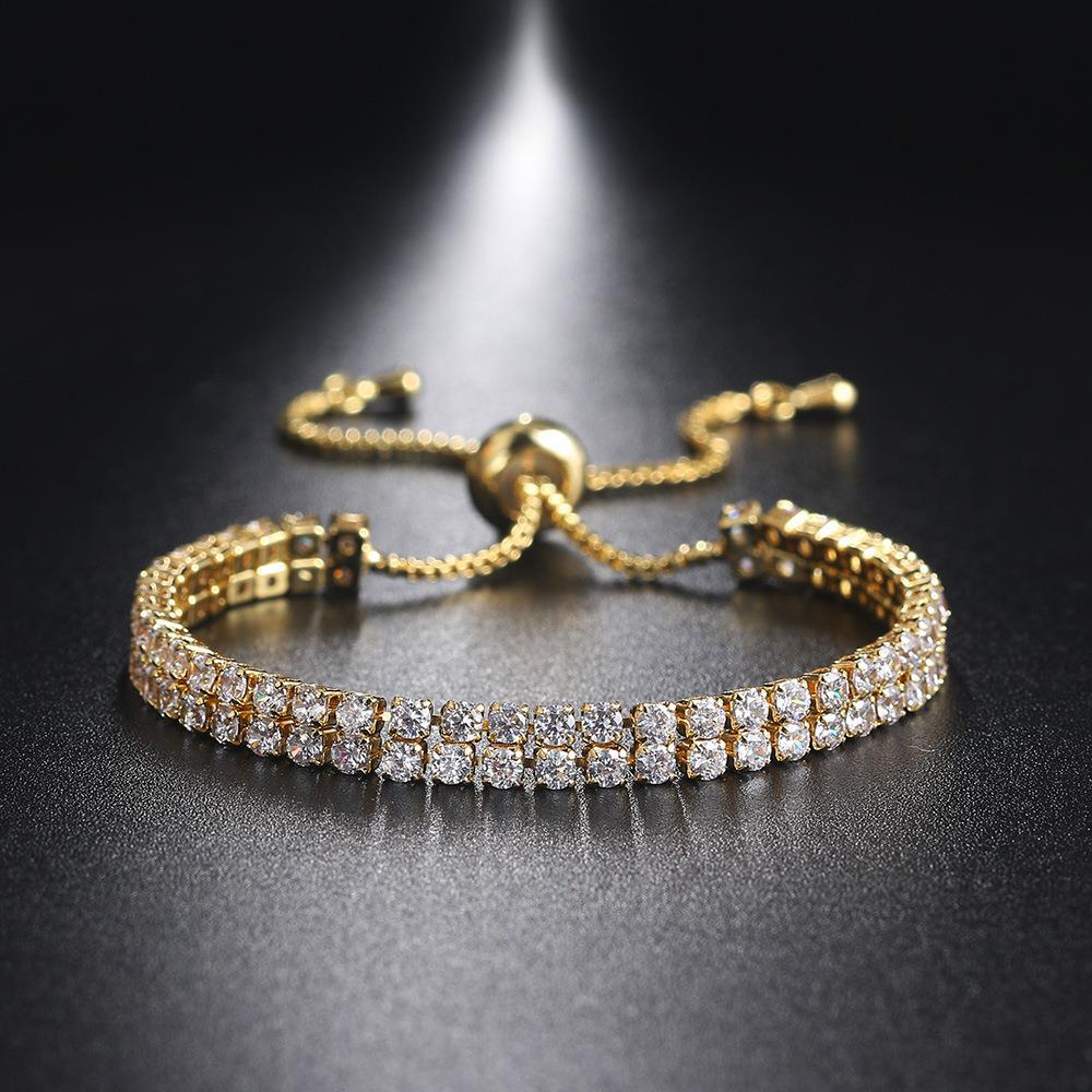 Pulsera de moda de doble fila de circonitas para mujer Pulsera de diamantes de imitación